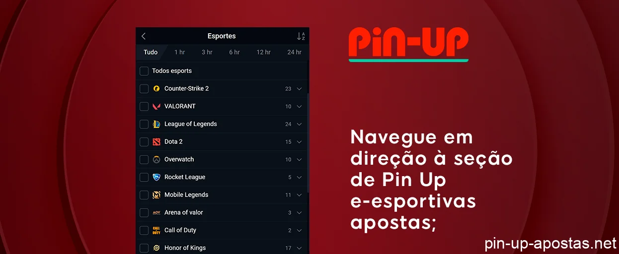 Navegue até o menu de esportes e selecione e-sports