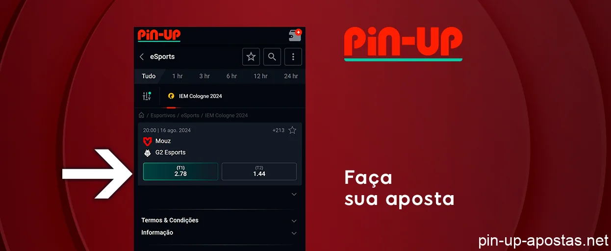 Escolha sua partida de e-sports e aposte - Pin Up