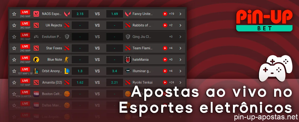 Apostas em eSports em formato ao vivo na PinUp