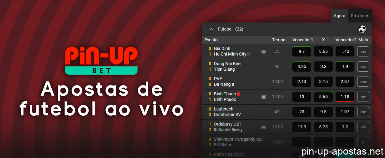 Apostas em futebol em formato ao vivo no site de apostas Pin Up