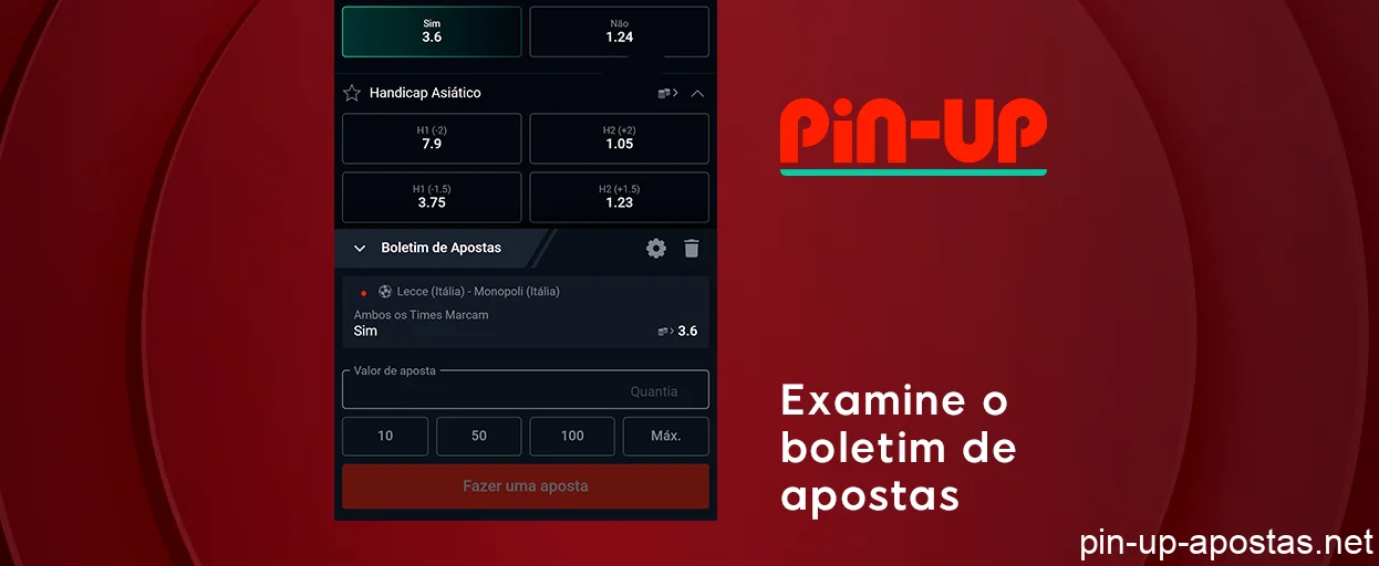 Vá para o boletim de apostas - Pin Up Football Betting