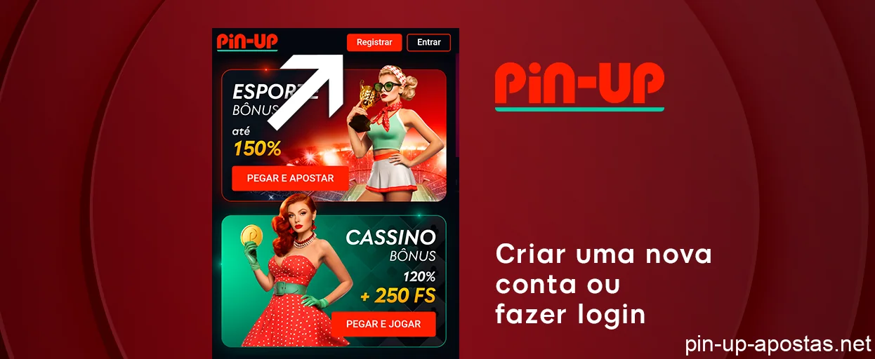 Entrar ou registrar - Pin Up