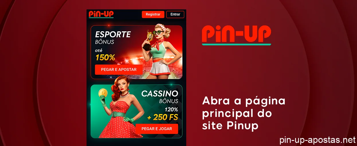 Abra o site pin up para iniciar o registro