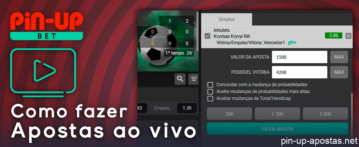 Como apostar no formato Pin Up ao vivo - instruções passo a passo