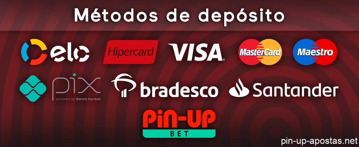 Métodos de depósito da casa de apostas Pin Up - Pix, Elo, Visa, MasterCard e outros