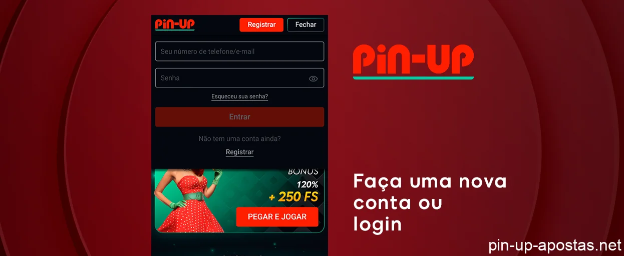 Faça login ou registre-se no Pin Up Brasil