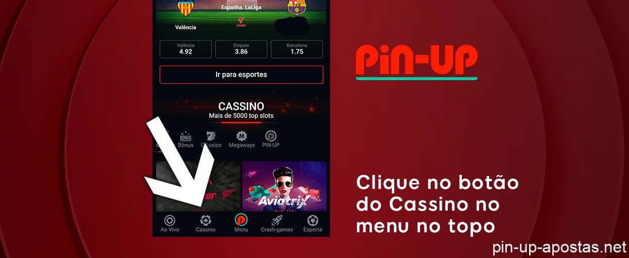 Vá para a seção de cassino - Pin Up