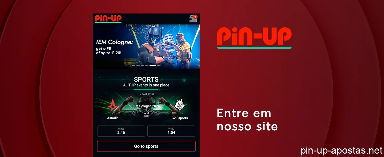 Entre no site Pin Up para começar a depositar dinheiro