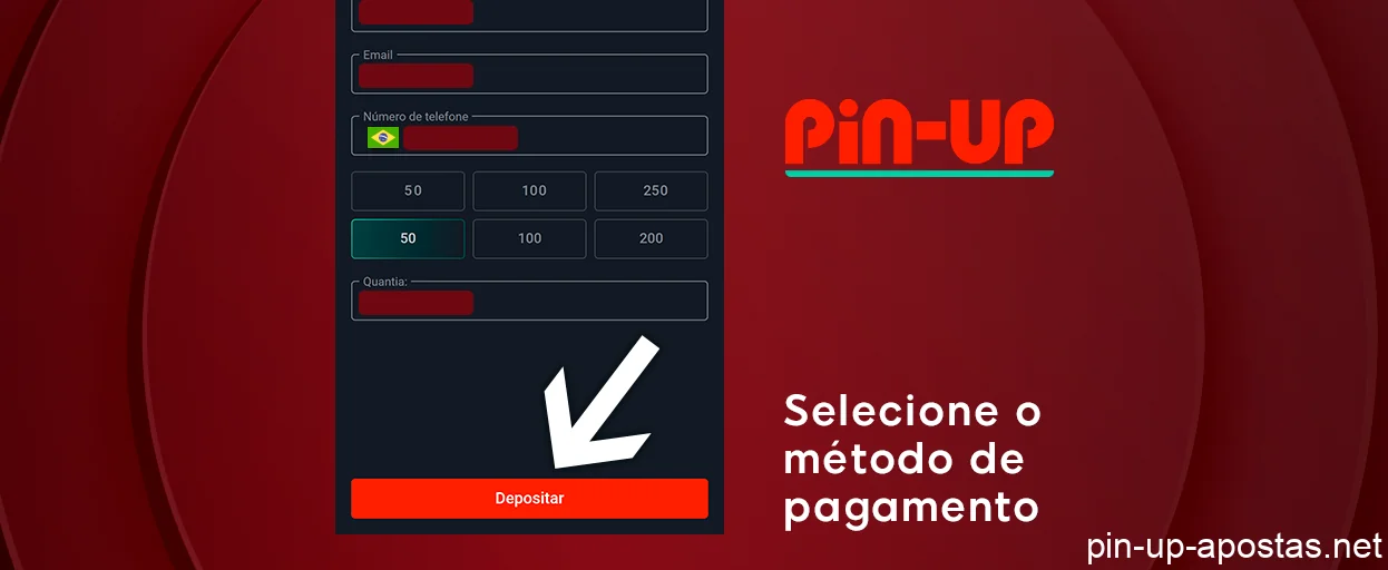 Finalize o processo de depósito e vá para o serviço de terceiros para processar o pagamento - Pin Up Brasil