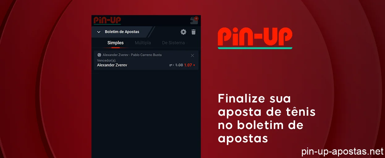 Finalize sua aposta de tênis no boletim de apostas - Pin Up