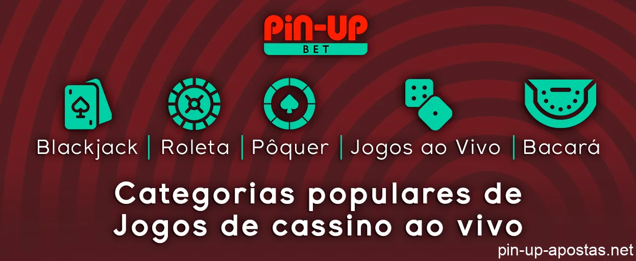 Categorias de jogos ao vivo do Pin Up Online Casino